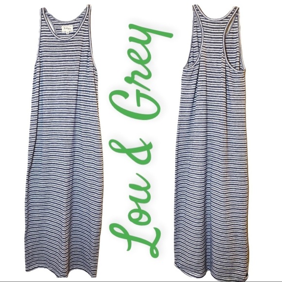 LOU & GREY Striped Cotton Maxi Tank Dress, Size Small - Picture 7 of 7